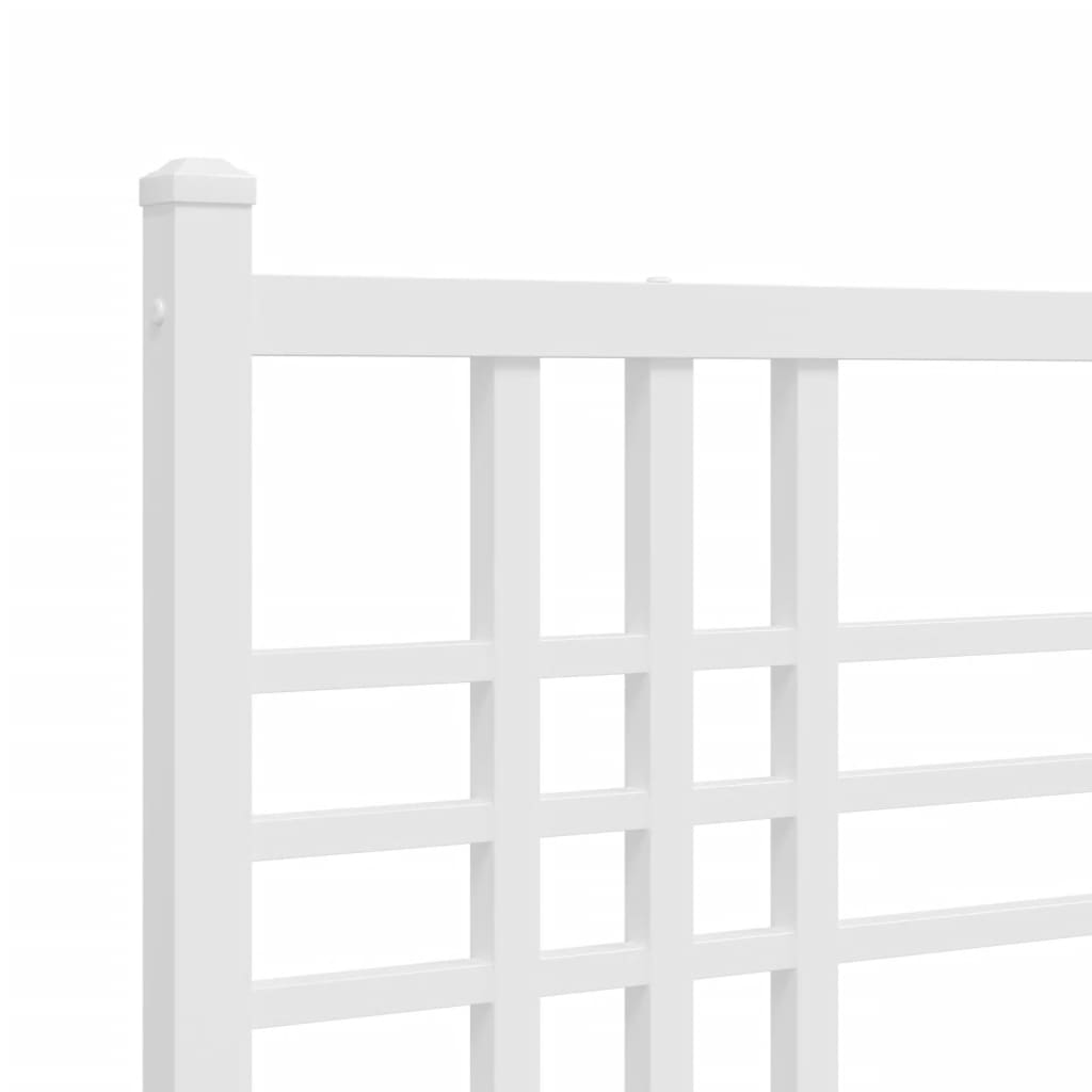 Metal Bed Frame without Mattress with Footboard White 137x190cm