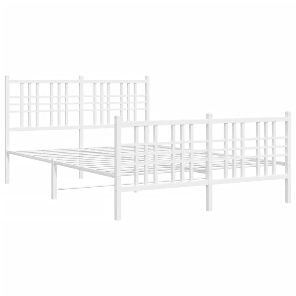 Metal Bed Frame without Mattress with Footboard White 140x190cm