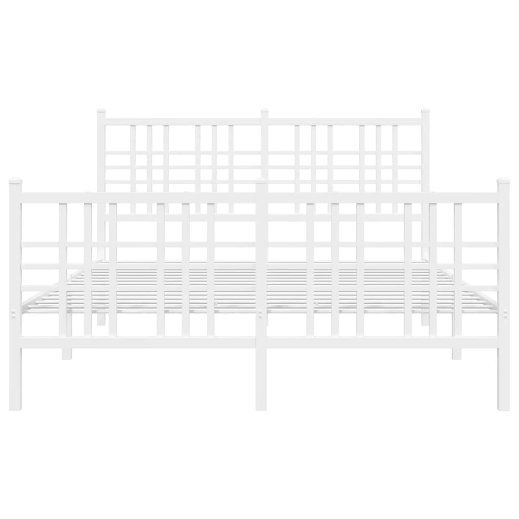 Metal Bed Frame without Mattress with Footboard White 140x190cm