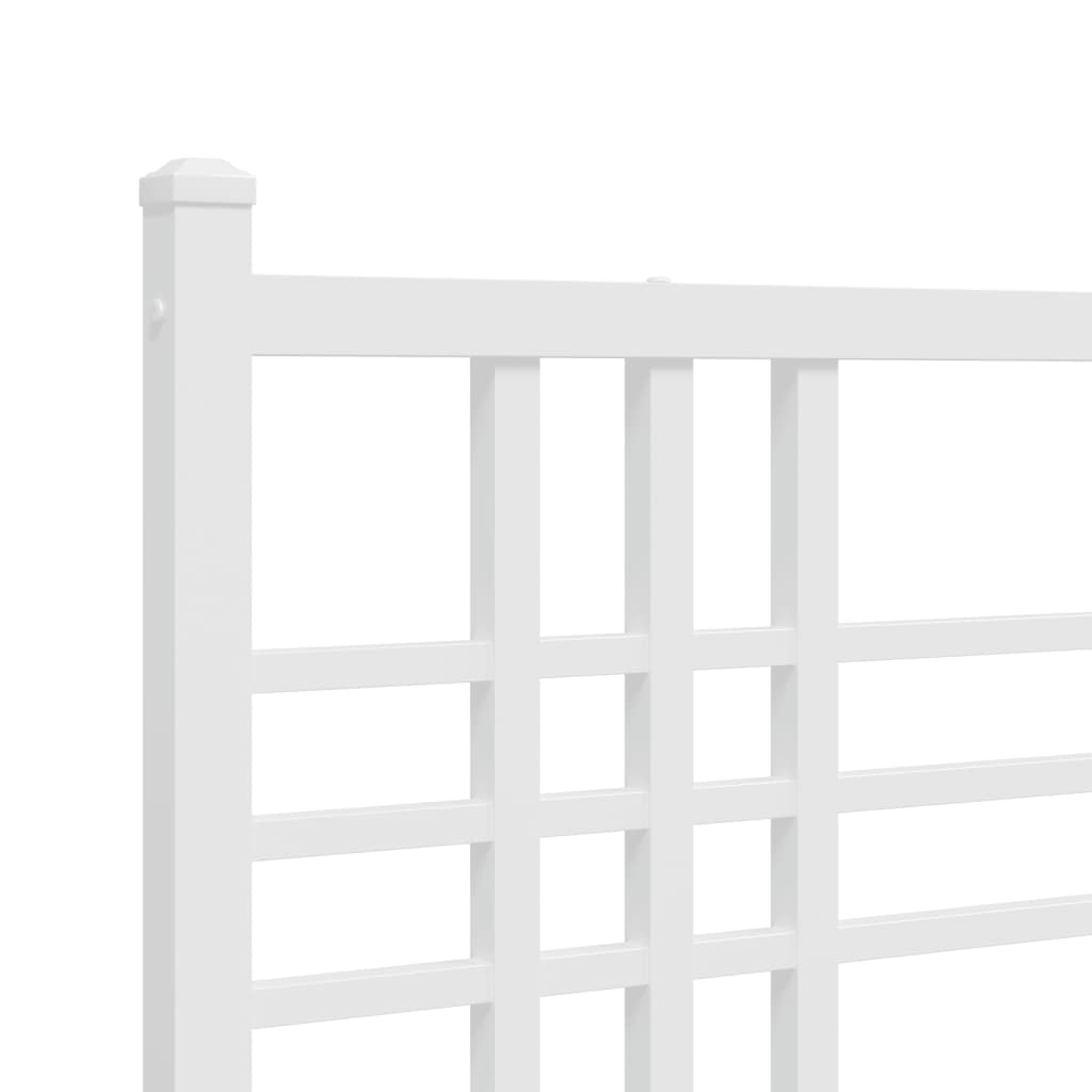 Metal Bed Frame without Mattress with Footboard White 140x190cm