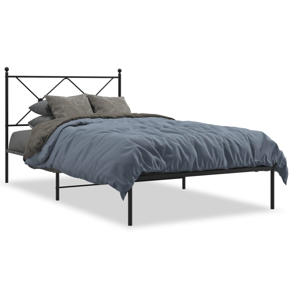 Metal Bed Frame without Mattress with Headboard Black 100x200cm