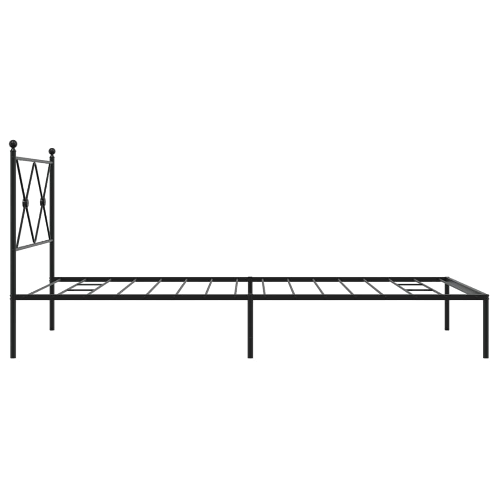 Metal Bed Frame without Mattress with Headboard Black 100x200cm