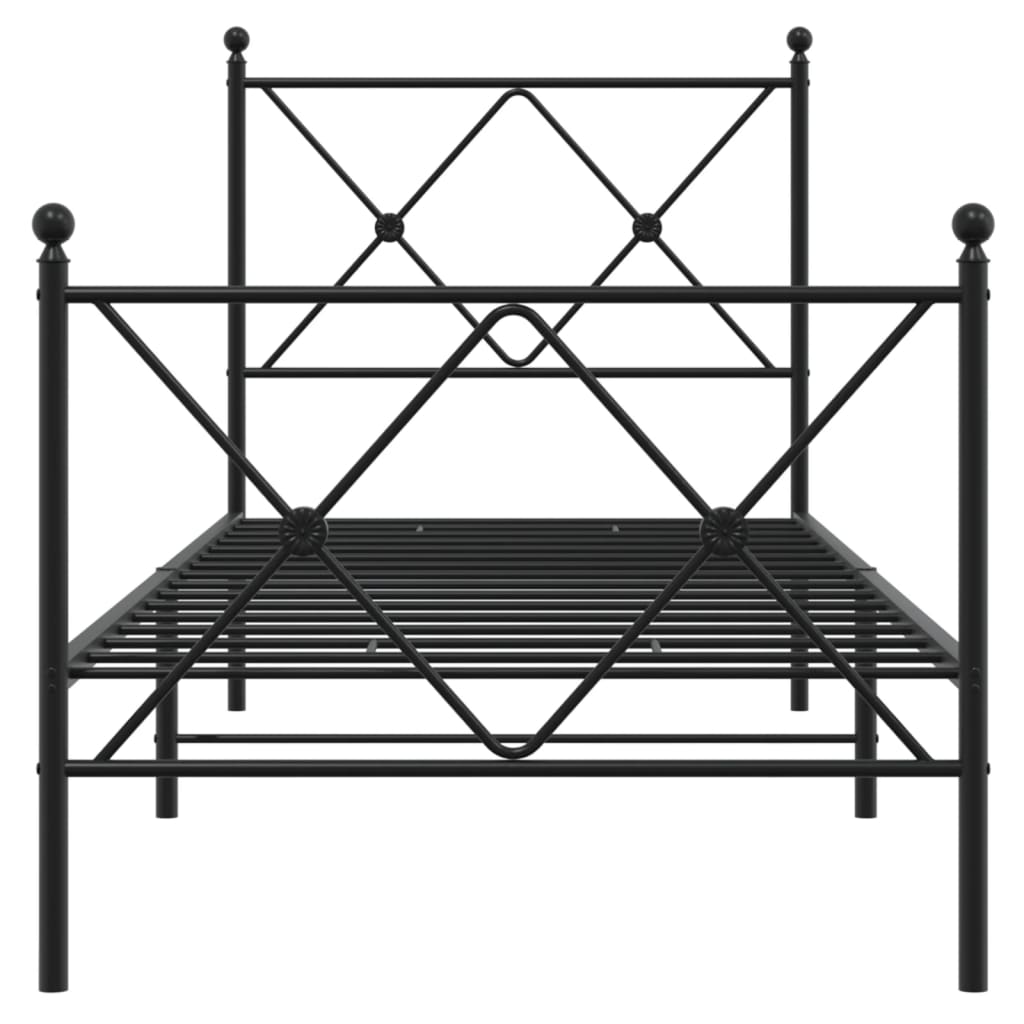 Metal Bed Frame without Mattress with Footboard Black 80x200cm