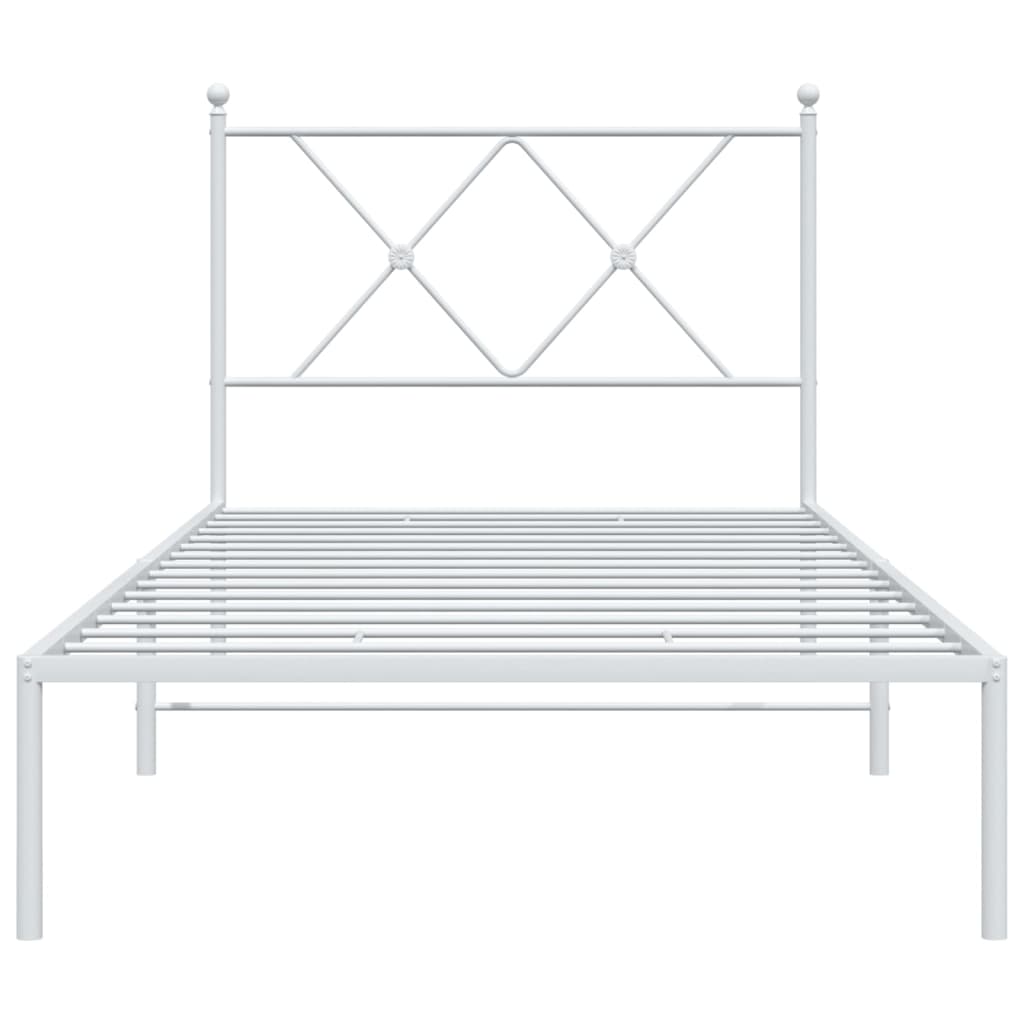 Metal Bed Frame without Mattress with Headboard White 90x190cm
