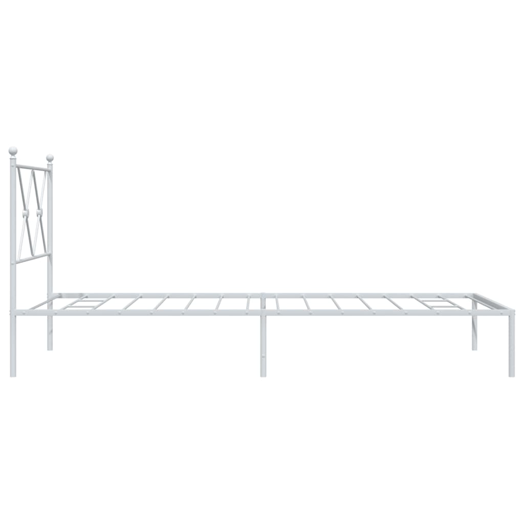 Metal Bed Frame without Mattress with Headboard White 90x190cm
