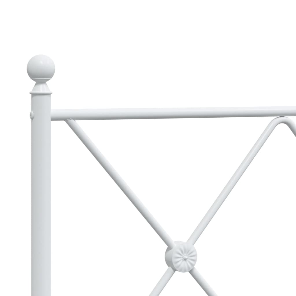 Metal Bed Frame without Mattress with Headboard White 90x190cm