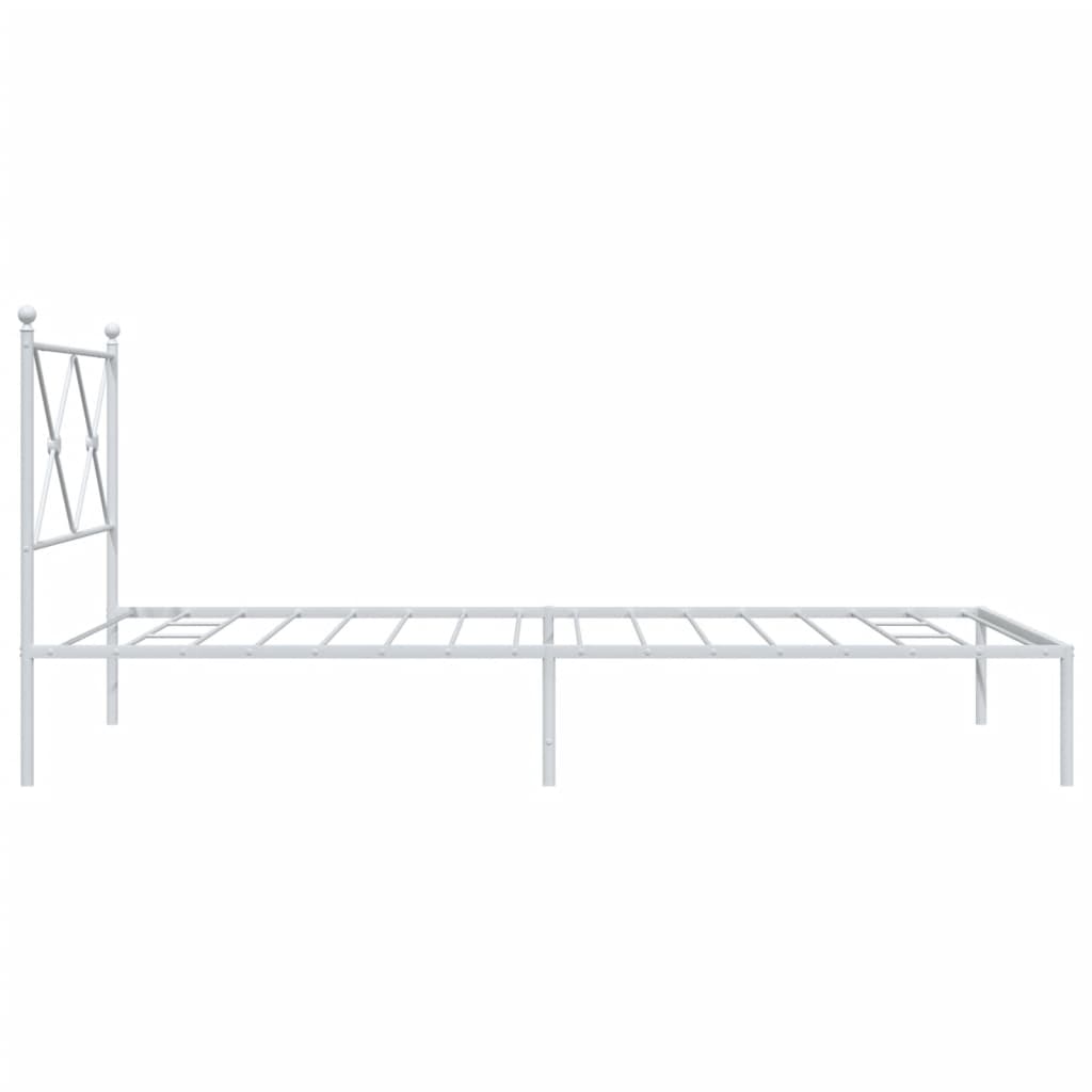 Metal Bed Frame without Mattress with Headboard White 107x203cm