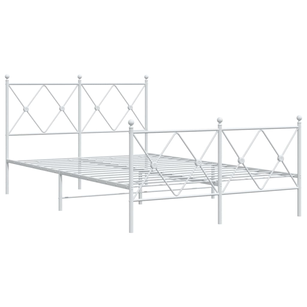 Metal Bed Frame without Mattress with Footboard White 120x200cm