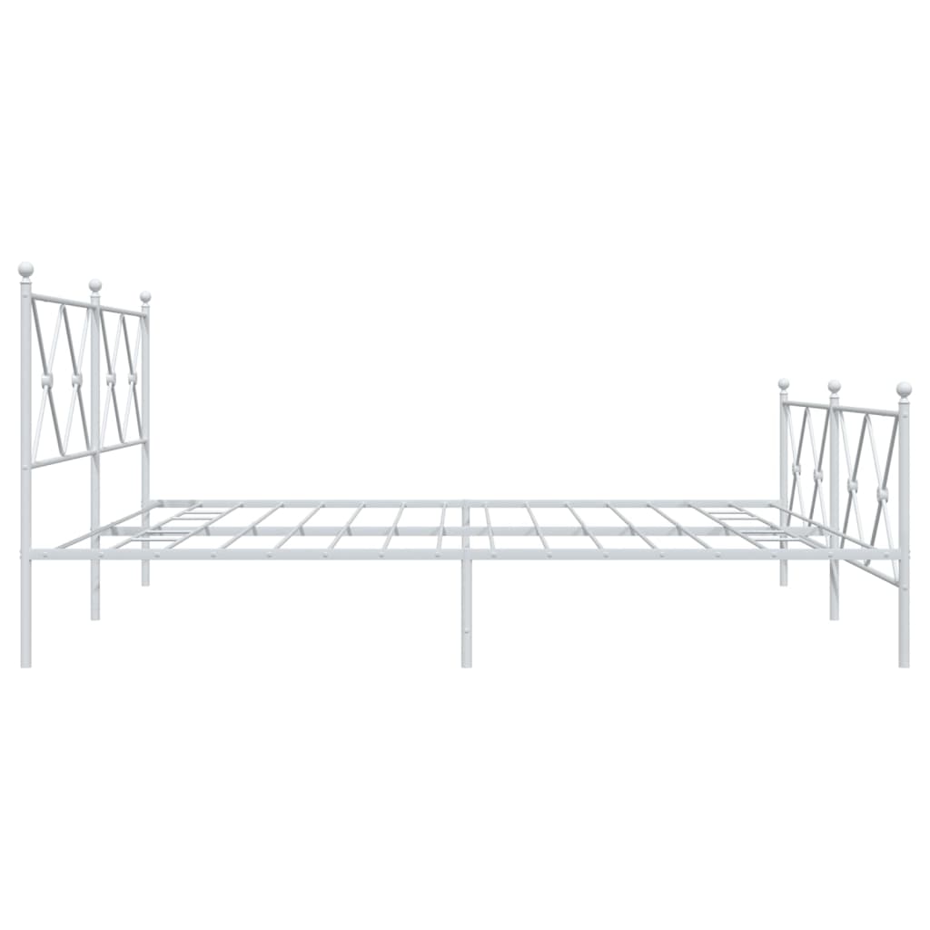 Metal Bed Frame without Mattress with Footboard White 183x213cm