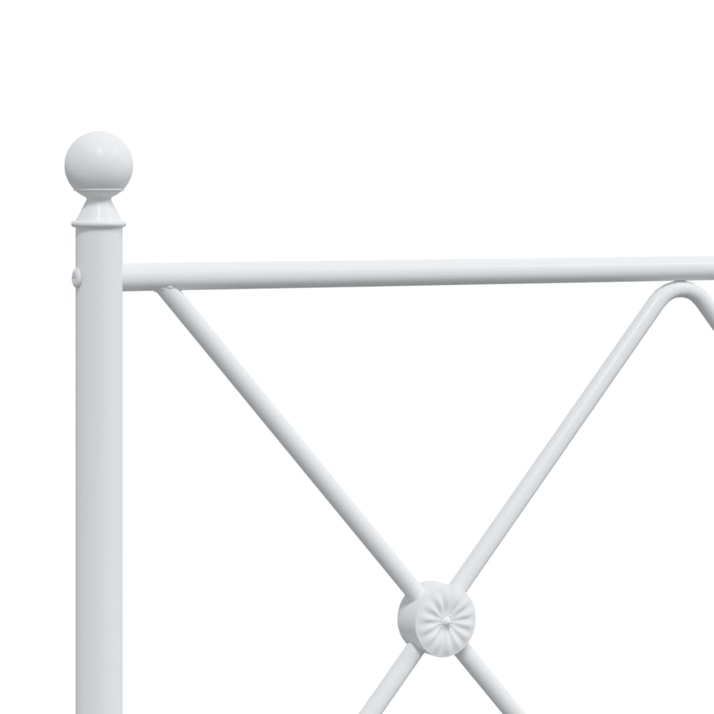 Metal Bed Frame without Mattress with Footboard White 183x213cm
