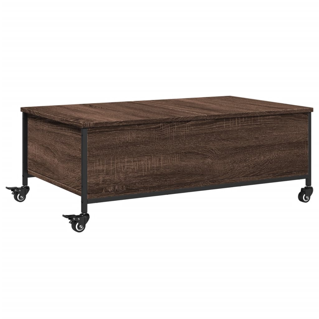 Coffee Table with Wheels Brown Oak 91x55x34 cm Engineered Wood
