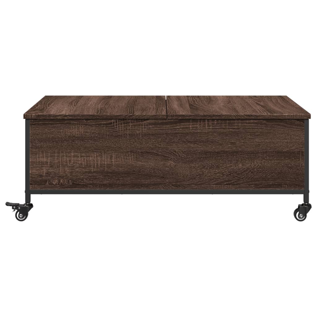 Coffee Table with Wheels Brown Oak 91x55x34 cm Engineered Wood