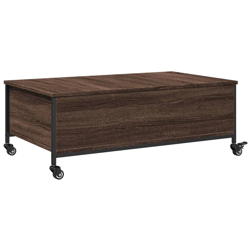 Coffee Table with Wheels Brown Oak 91x55x34 cm Engineered Wood
