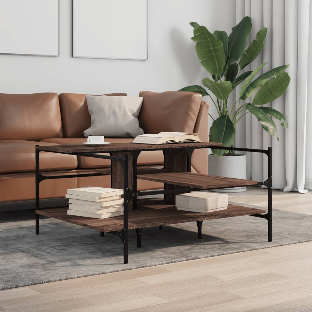 Coffee Table Brown Oak 100x100x48.5 cm Engineered Wood