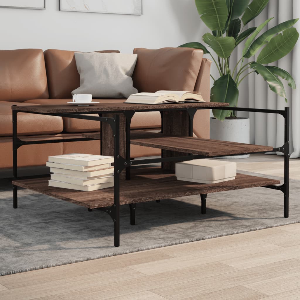 Coffee Table Brown Oak 100x100x48.5 cm Engineered Wood