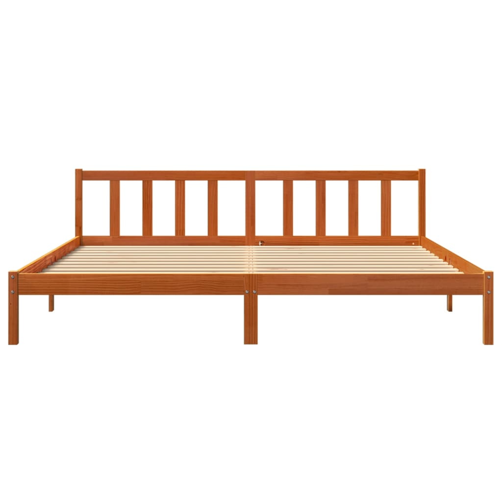 Bed Frame without Mattress Wax Brown 180x200 cm Super King Solid Wood Pine