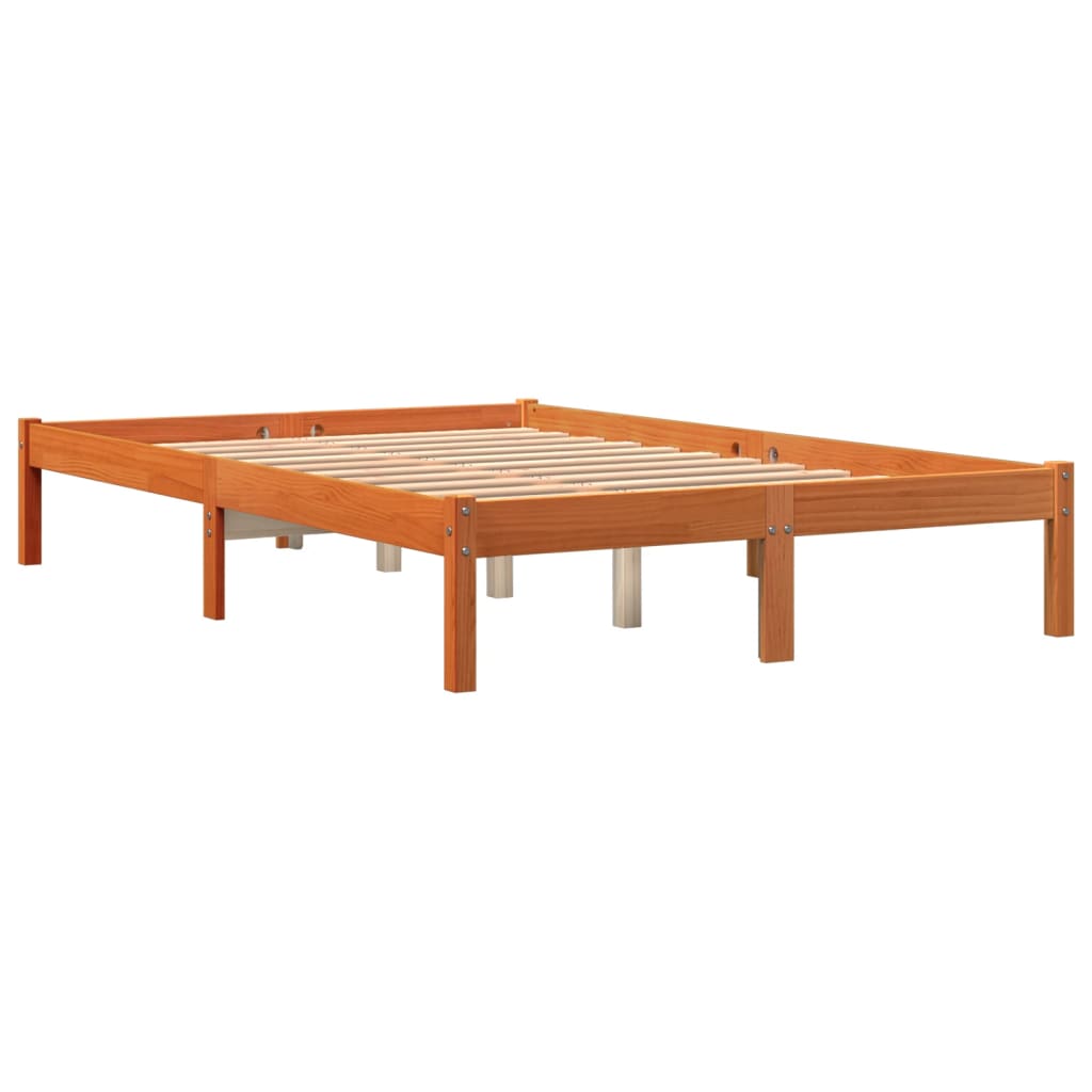 Bed Frame without Mattress Wax Brown 120x200 cm Solid Wood Pine