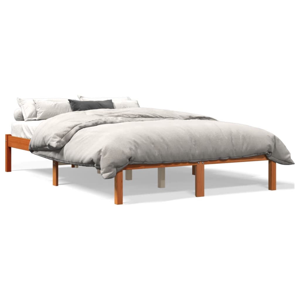 Bed Frame without Mattress Wax Brown 120x200 cm Solid Wood Pine