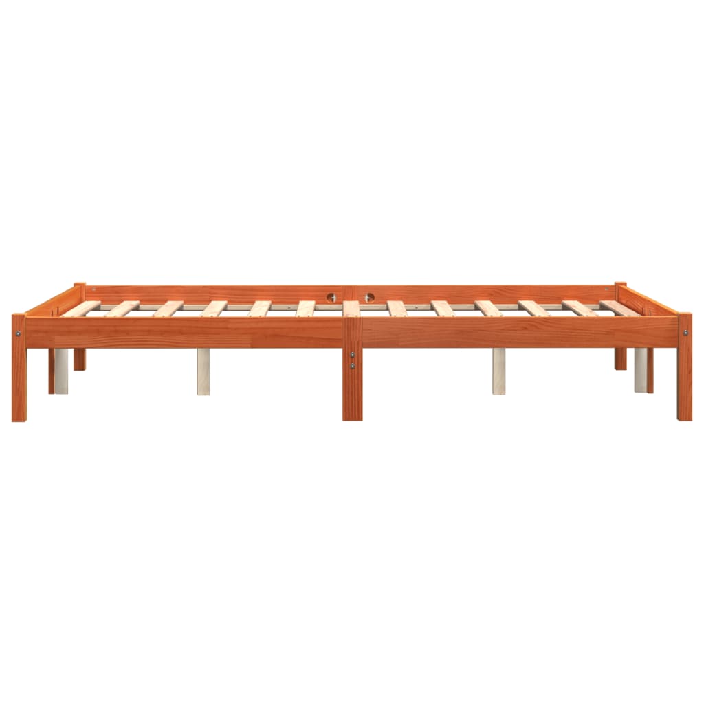 Bed Frame without Mattress Wax Brown 140x200 cm Solid Wood Pine