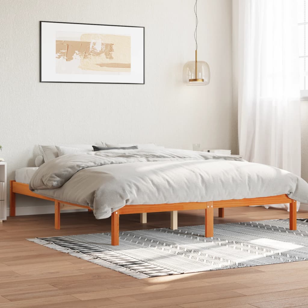 Bed Frame without Mattress Wax Brown 160x200 cm Solid Wood Pine