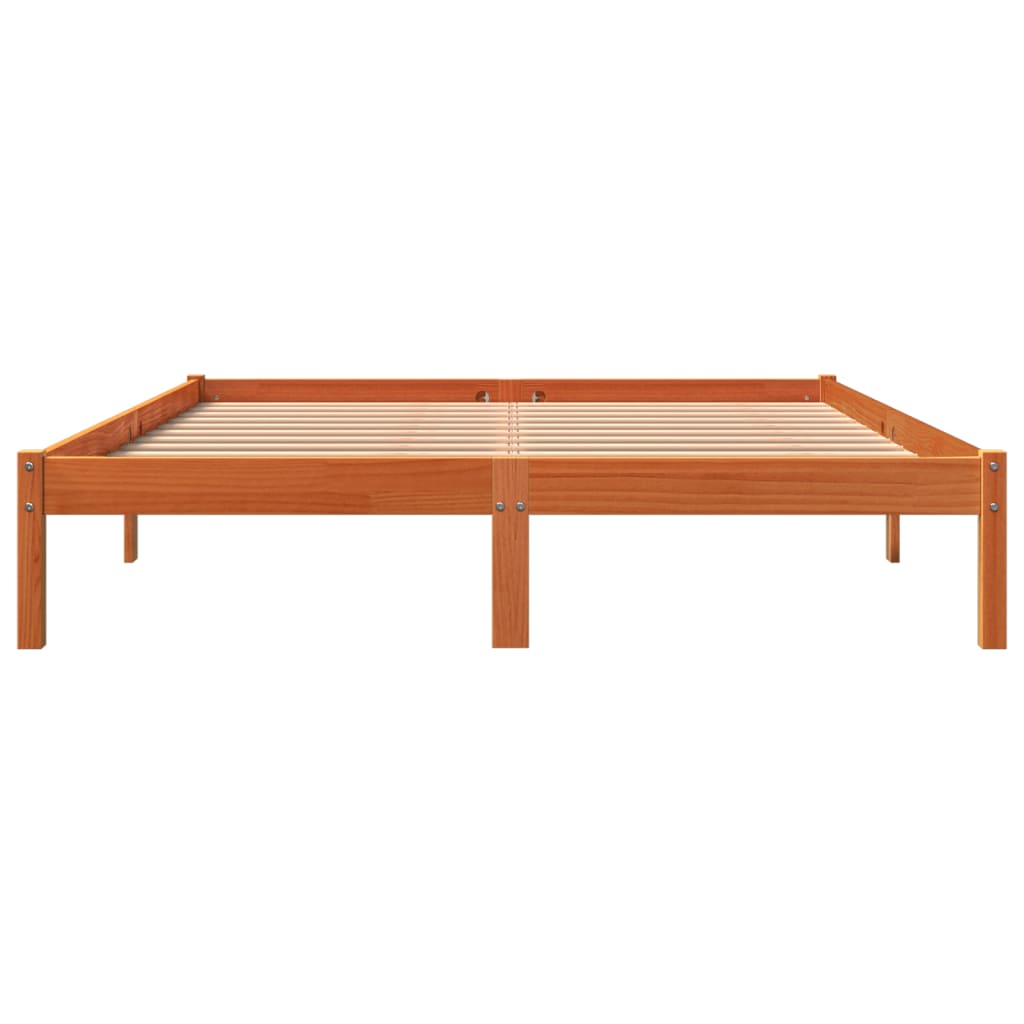 Bed Frame without Mattress Wax Brown 160x200 cm Solid Wood Pine