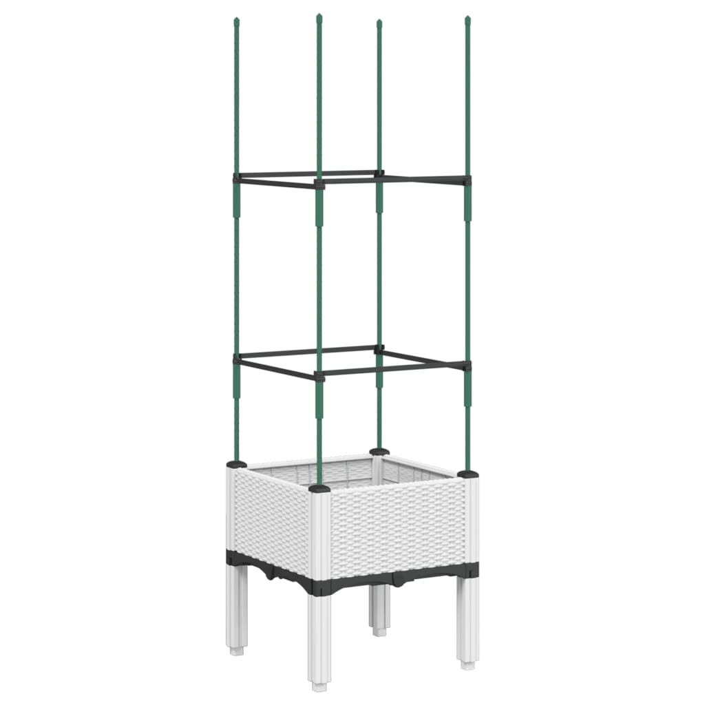 Garden Planter with Trellis White 40x40x142.5 cm PP