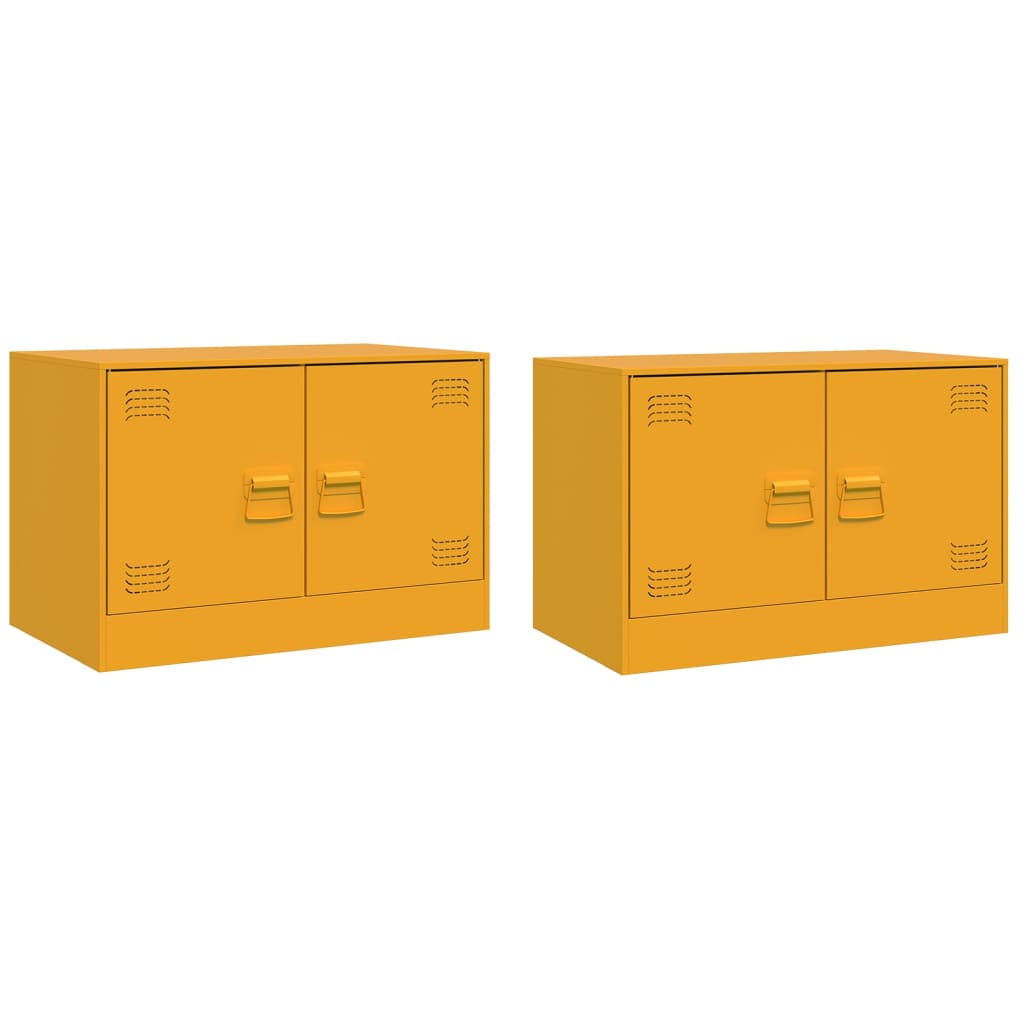 TV Cabinets 2 pcs Mustard Yellow 67x39x44 cm Steel