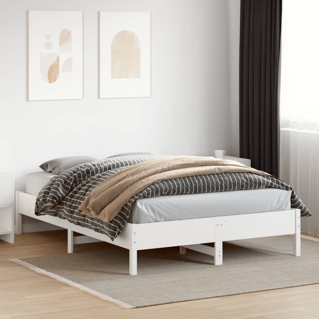 Bed Frame without Mattress White 140x200 cm Solid Wood Pine