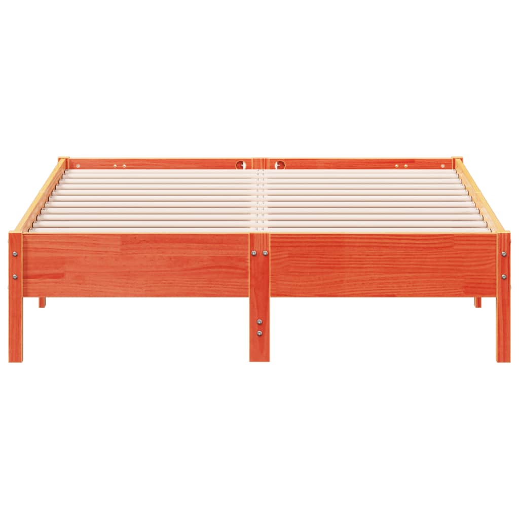Bed Frame without Mattress Wax Brown 140x190 cm Solid Wood Pine