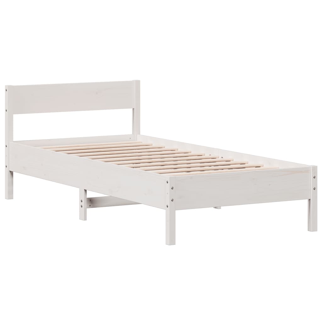 Bed Frame without Mattress White 90x200 cm Solid Wood Pine