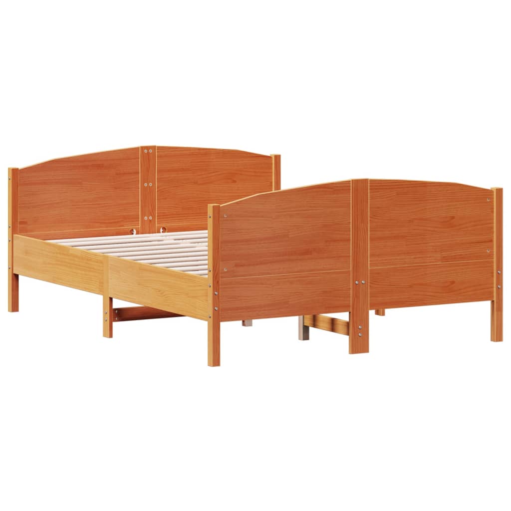 Bed Frame without Mattress Wax Brown 140x200 cm Solid Wood Pine