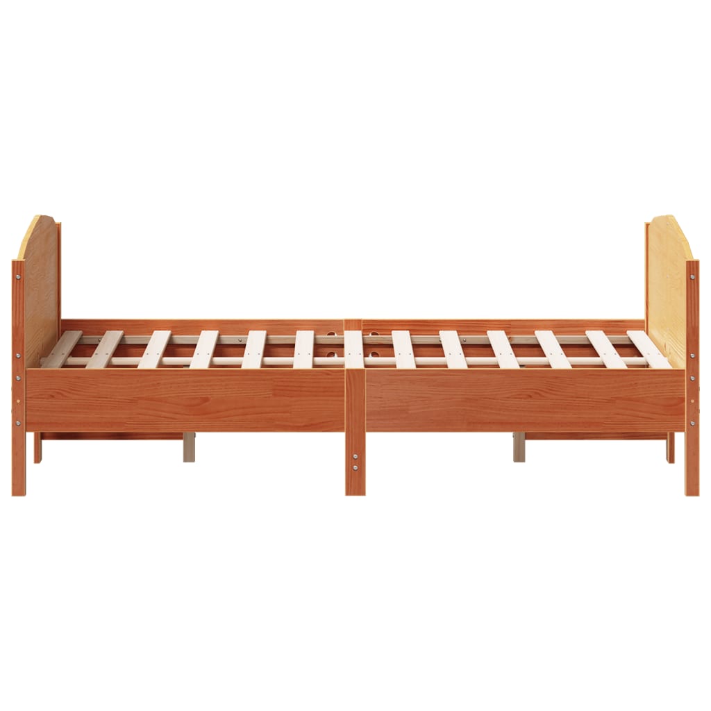 Bed Frame without Mattress Wax Brown 140x200 cm Solid Wood Pine