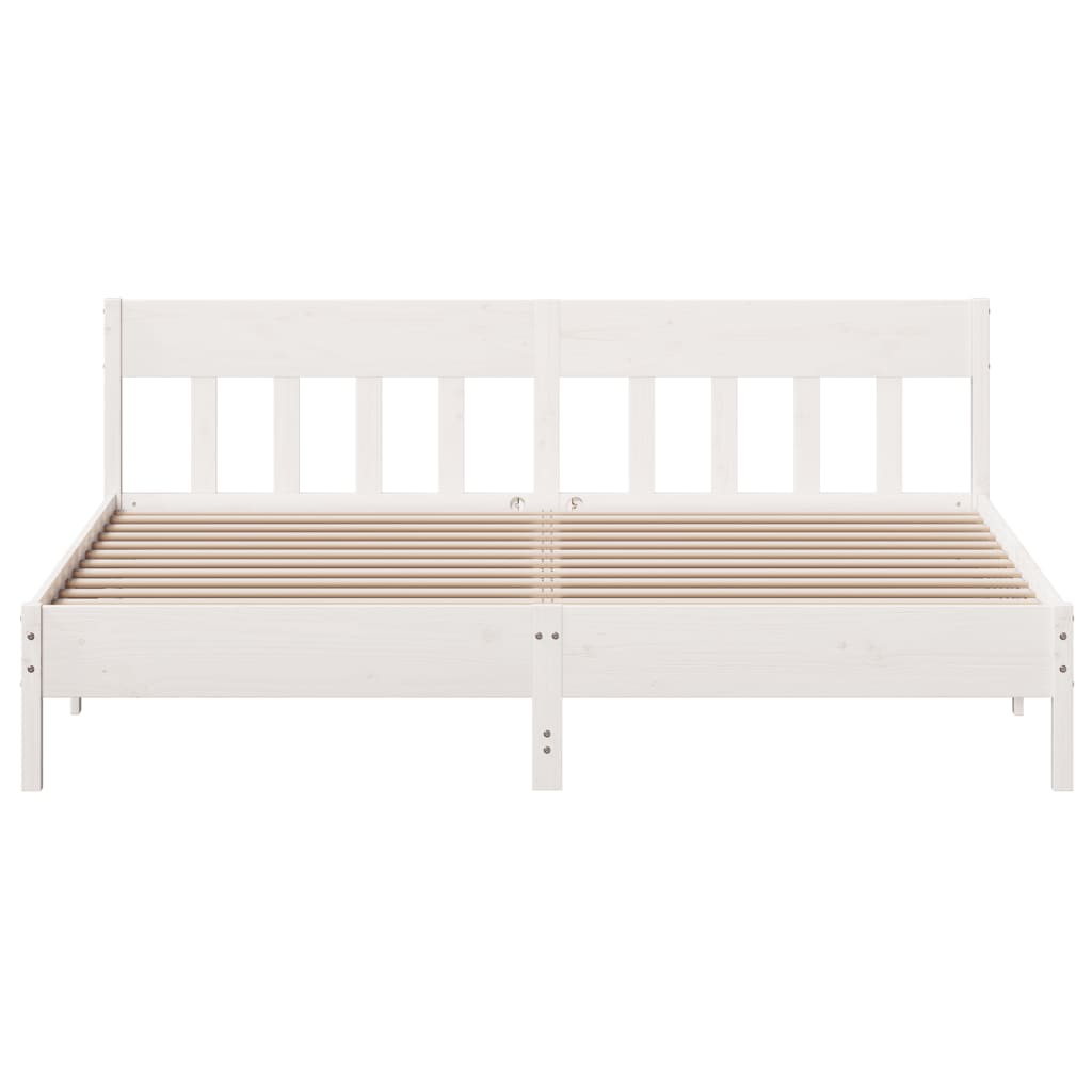 Bed Frame without Mattress White 200x200 cm Solid Wood Pine