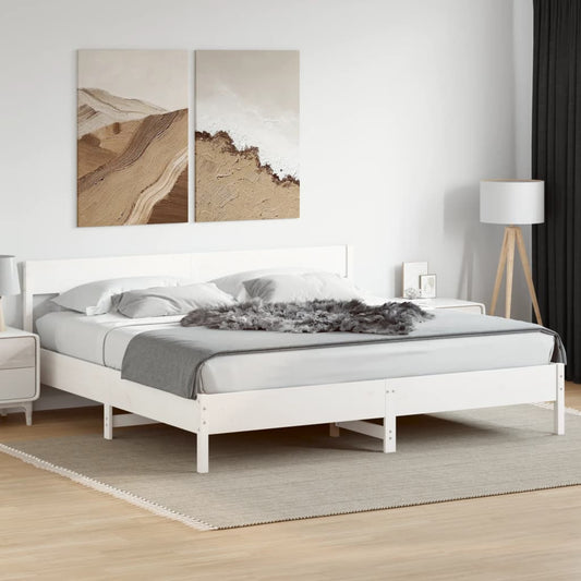 Bed Frame without Mattress White 200x200 cm Solid Wood Pine