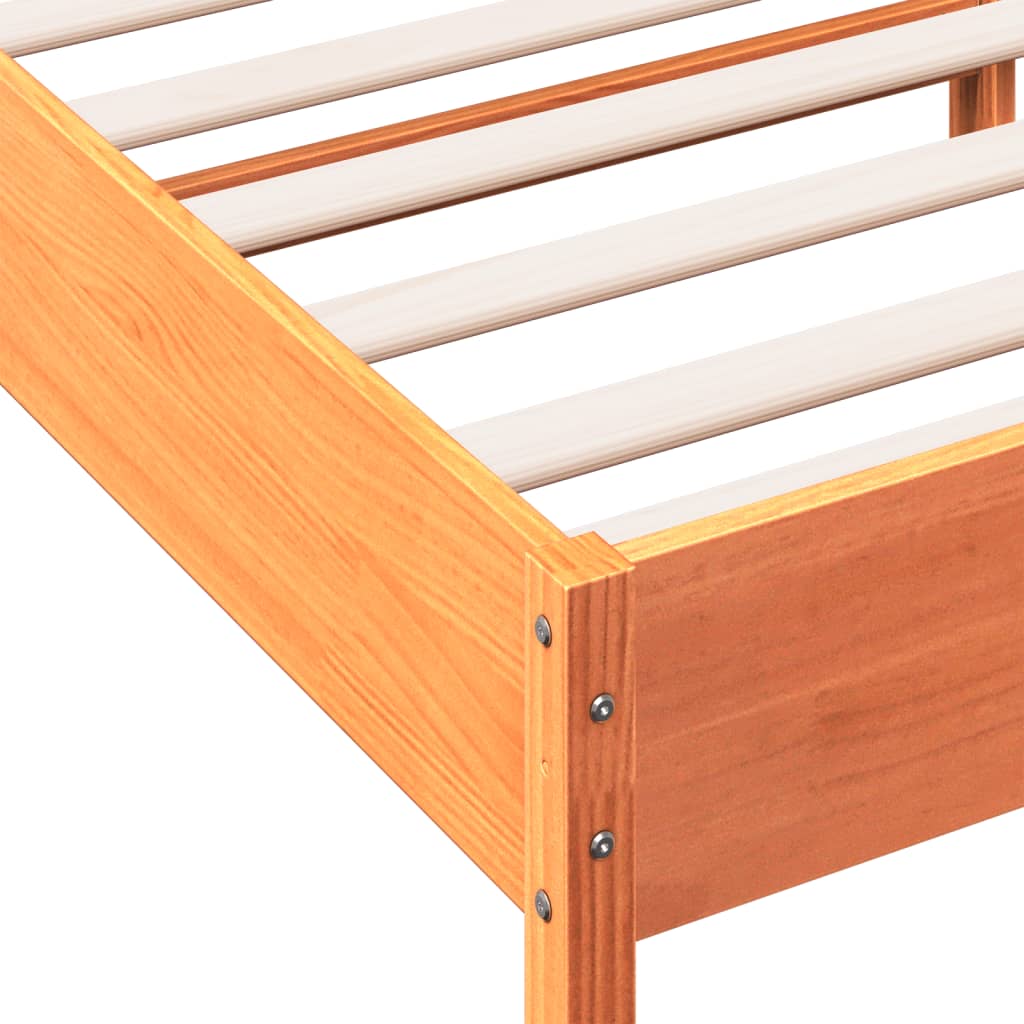 Bed Frame without Mattress Wax Brown 160x200 cm Solid Wood Pine