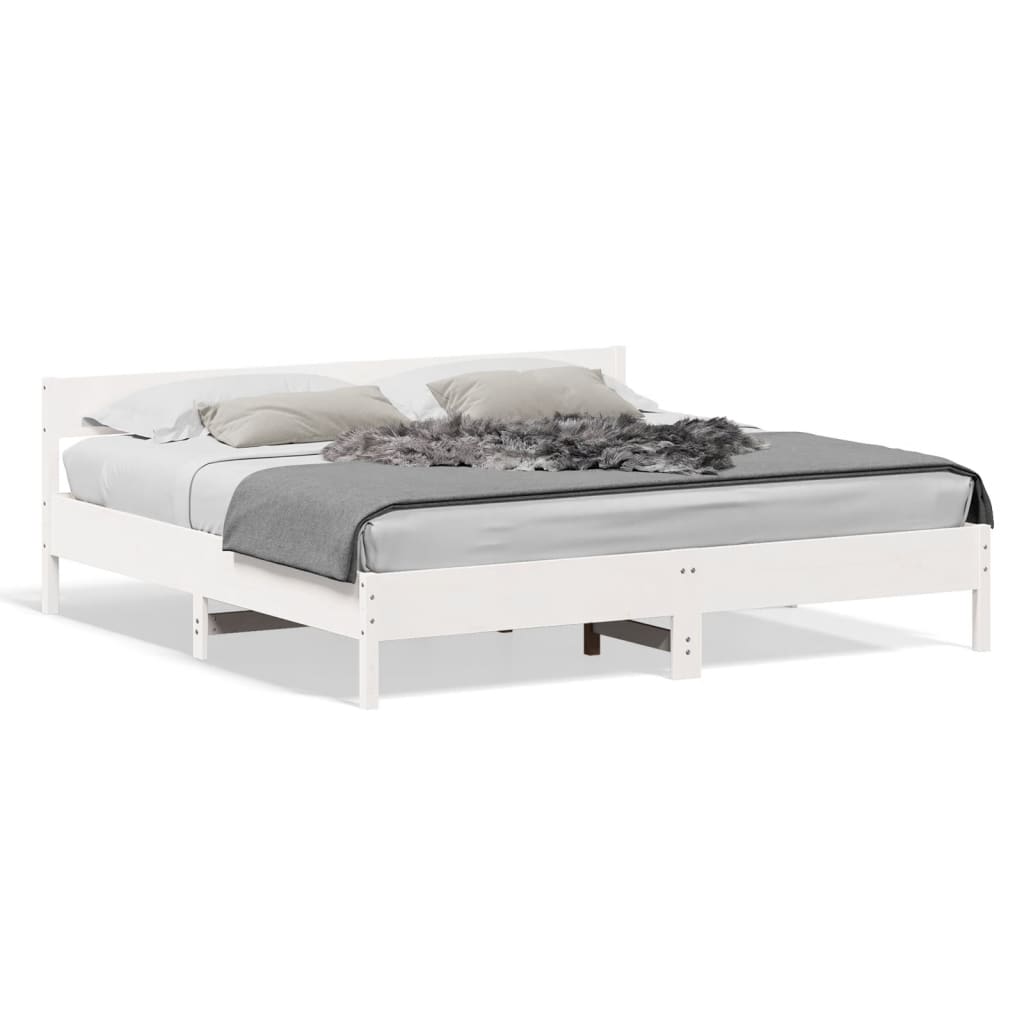 Bed Frame without Mattress White 180x200 cm Super King Solid Wood Pine
