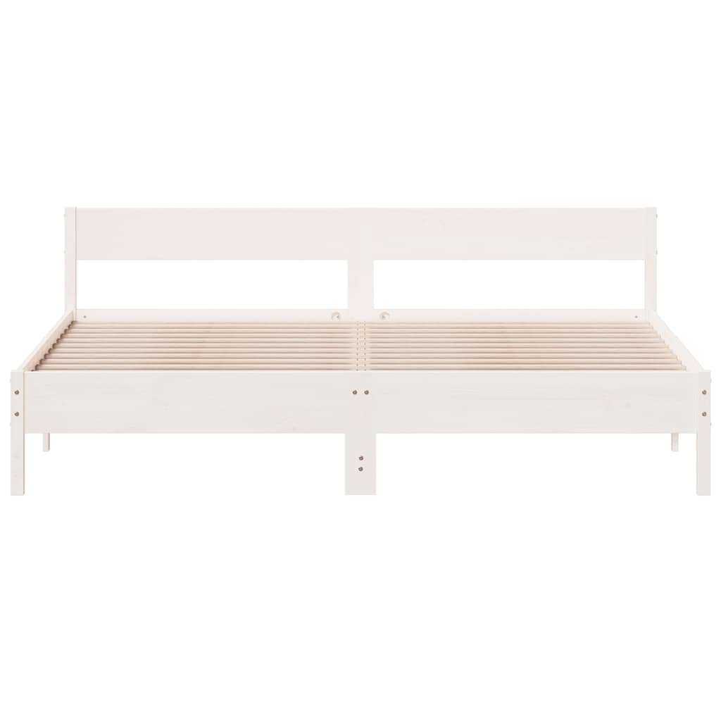 Bed Frame without Mattress White 180x200 cm Super King Solid Wood Pine