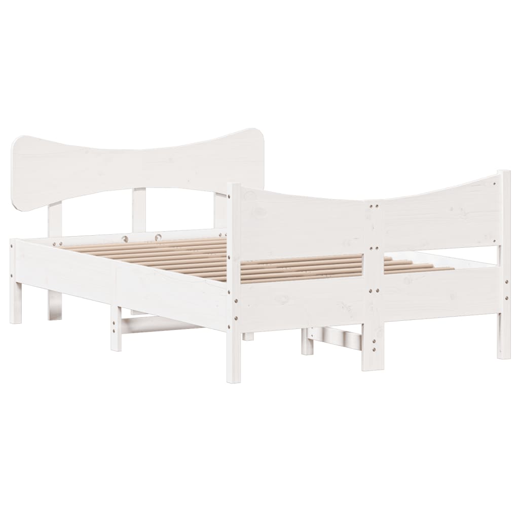 Bed Frame without Mattress White 120x190 cm Small Double Solid Wood Pine