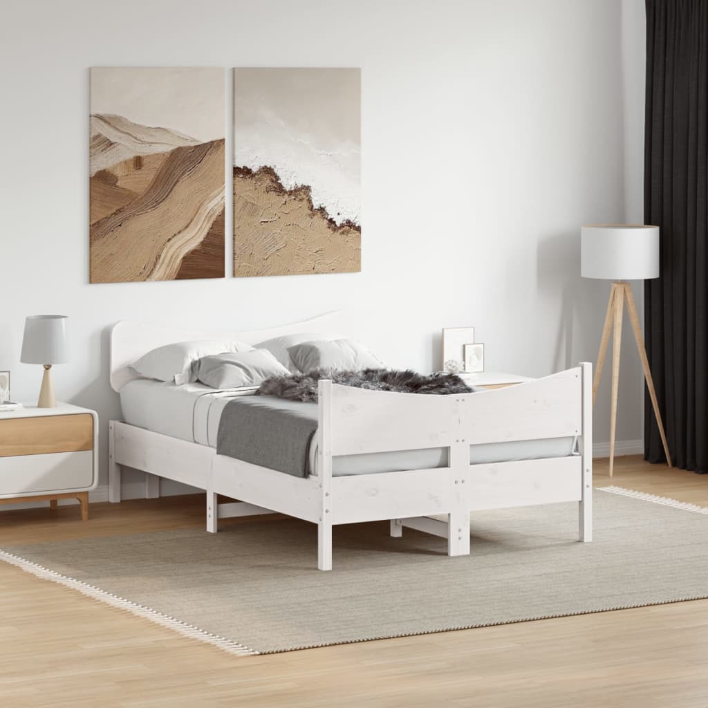 Bed Frame without Mattress White 120x190 cm Small Double Solid Wood Pine