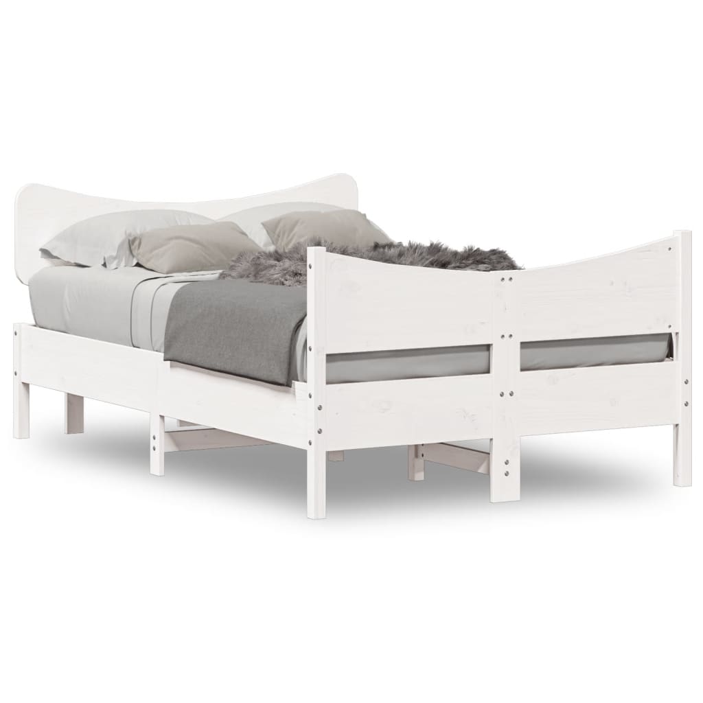 Bed Frame without Mattress White 120x190 cm Small Double Solid Wood Pine