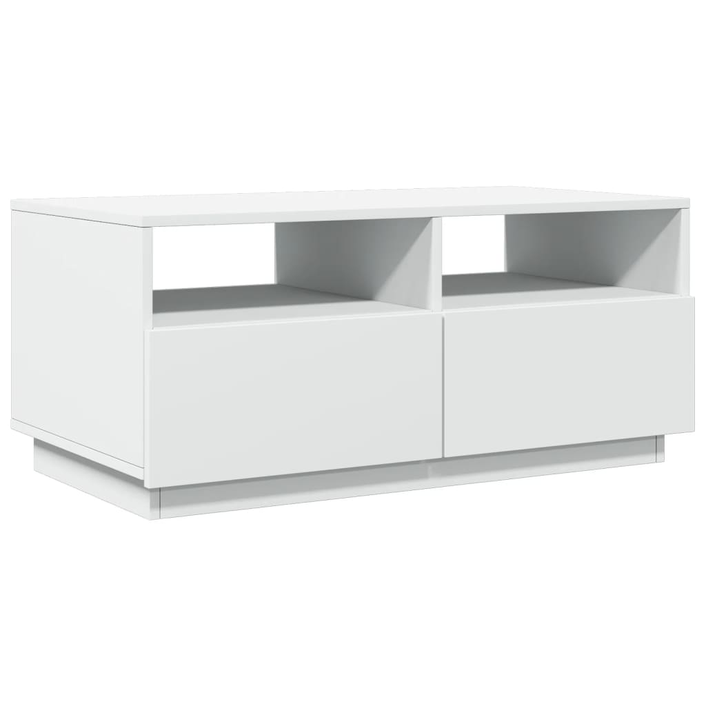 Coffee Table with LED Lights White 90x49x40 cm