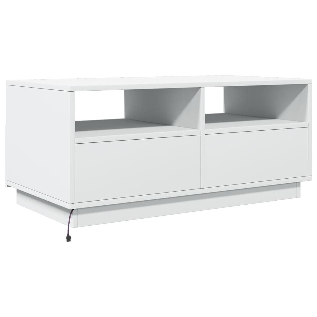 Coffee Table with LED Lights White 90x49x40 cm