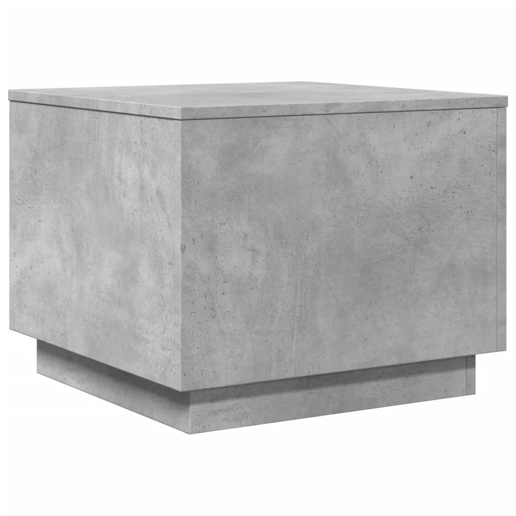 Coffee Table with LED Lights Concrete Grey 50x50x40 cm