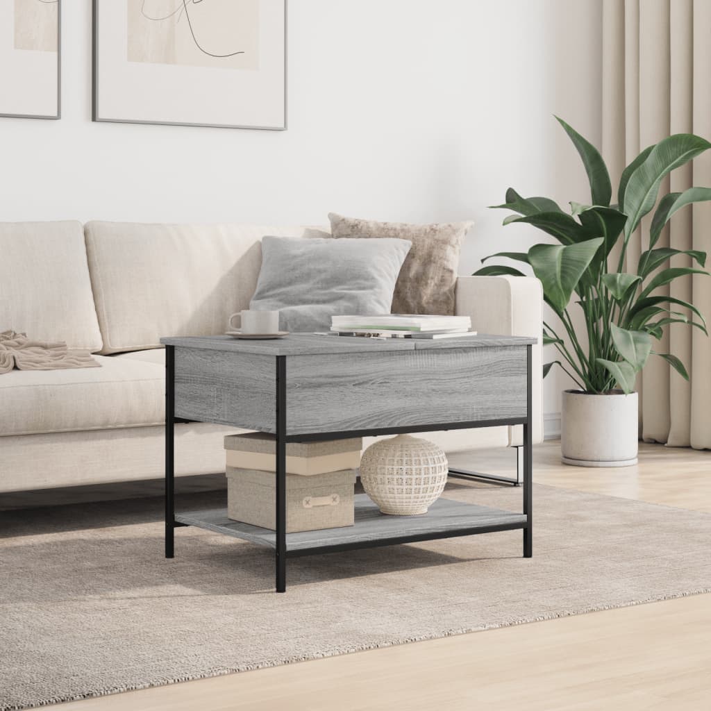 Coffee Table Grey Sonoma 70x50x50 cm Engineered Wood and Metal
