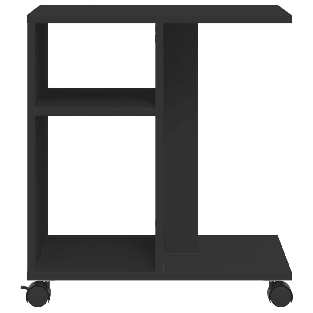Side Table with Wheels Black 50x30x55 cm Engineered Wood