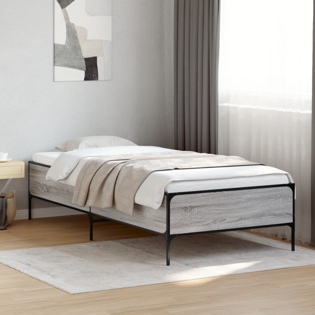 Bed Frame without Mattress Grey Sonoma 100x200 cm