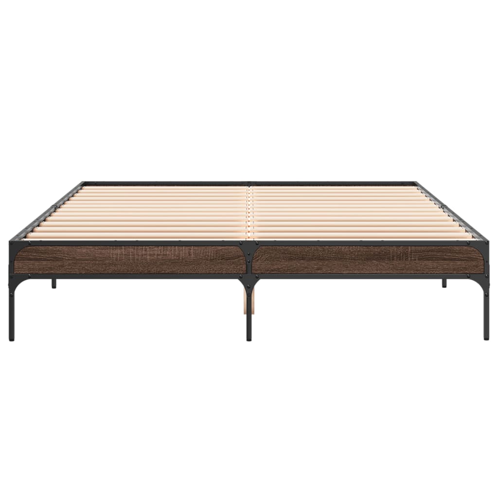 Bed Frame without Mattress Brown Oak 140x200 cm