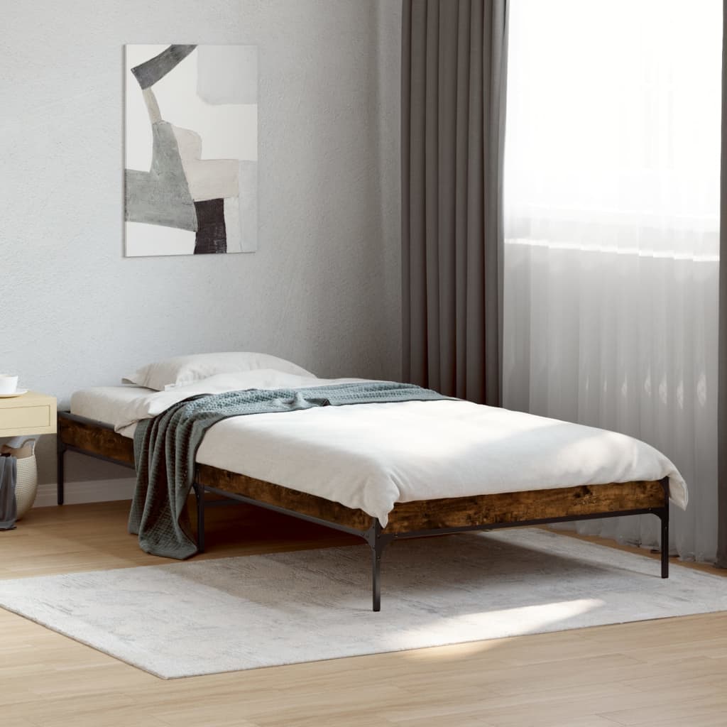 Bed Frame without Mattress Smoked Oak 90x200 cm