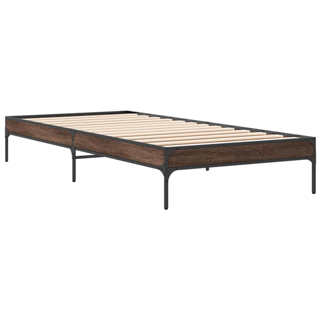 Bed Frame without Mattress Brown Oak 90x200 cm