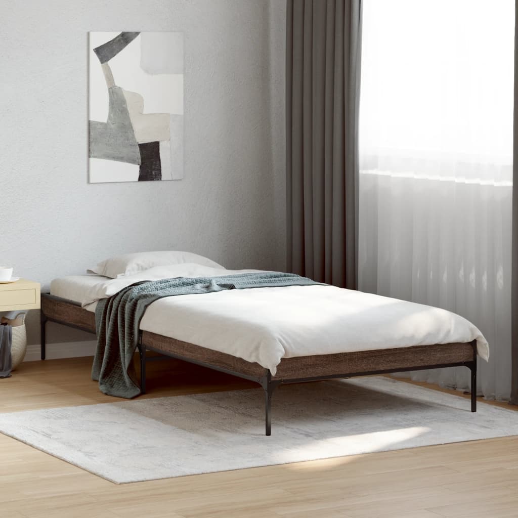 Bed Frame without Mattress Brown Oak 75x190 cm Small Single
